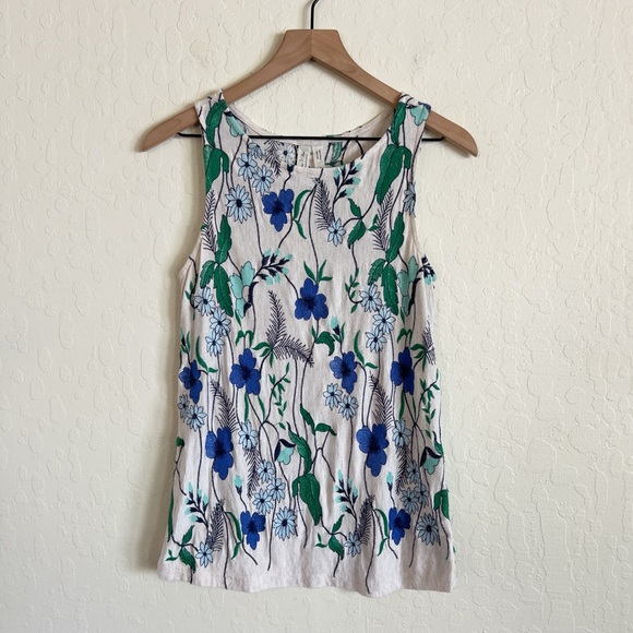 Anthropologie Meadow Rue Cartenga Floral Embroidered Tank Top Medium Boho Spring - Picture 3 of 7